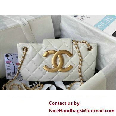 Chanel Lambskin  &  Gold-Tone Metal Baguette Bag AS4611 white 2024